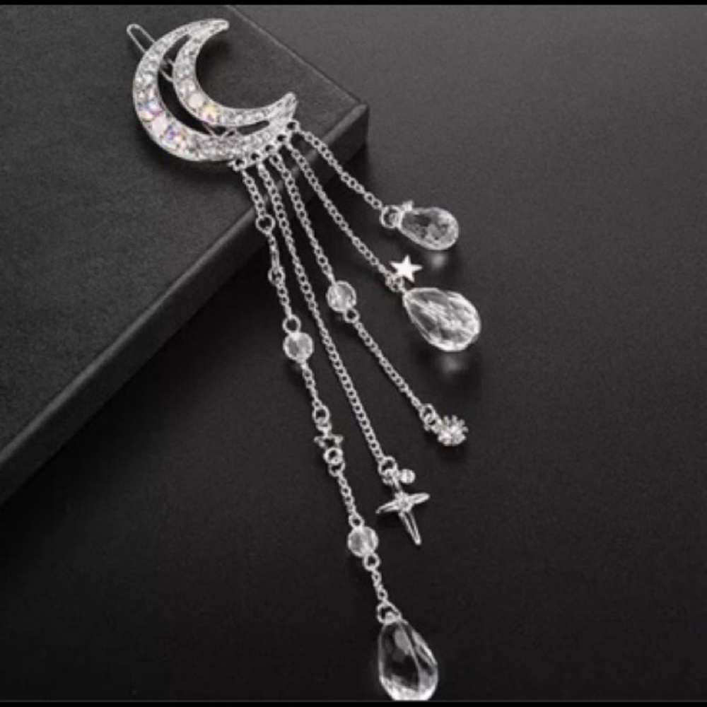 Boho Bohemian Moon, Stars & Crystals Hair Clip